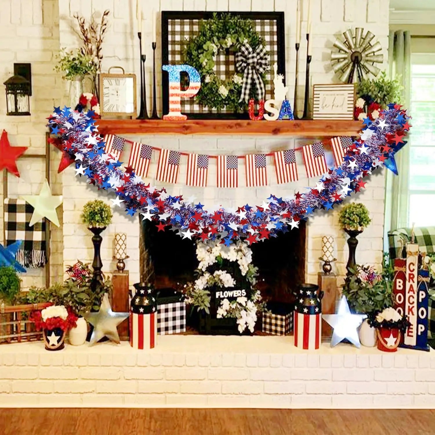 Festive Starry Tinsel Garland